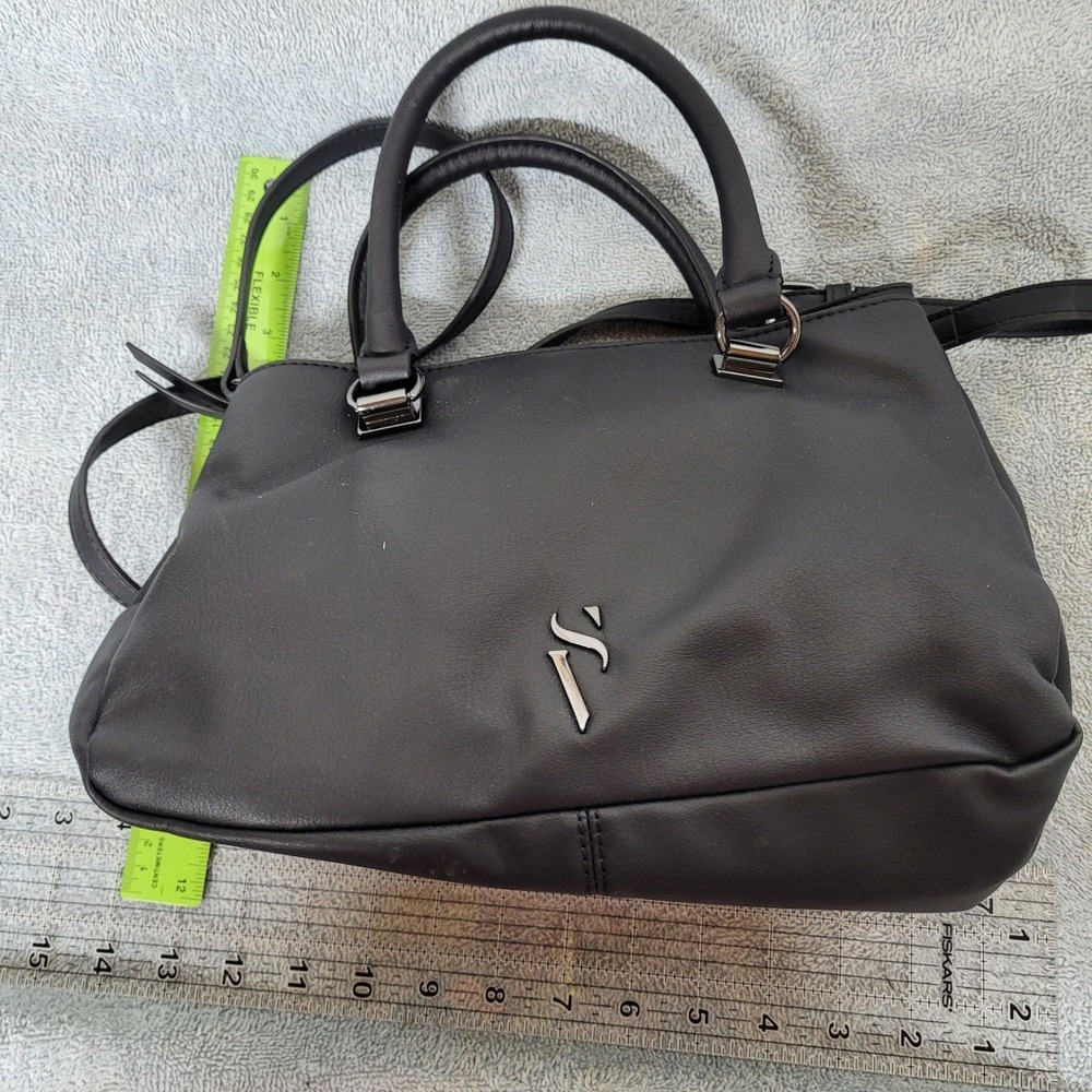 Simply Vera Vera Wang Black Satchel Crossbody Bag Multi Compartment‎ Handbag